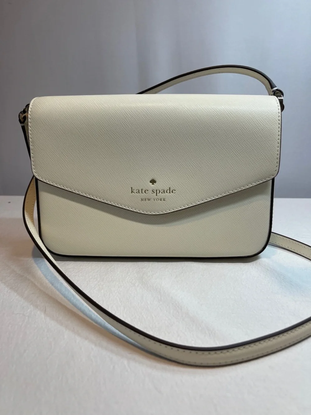 Kate Spade Sadie Envelope Crossbody Ivory Saffiano Leather Bag